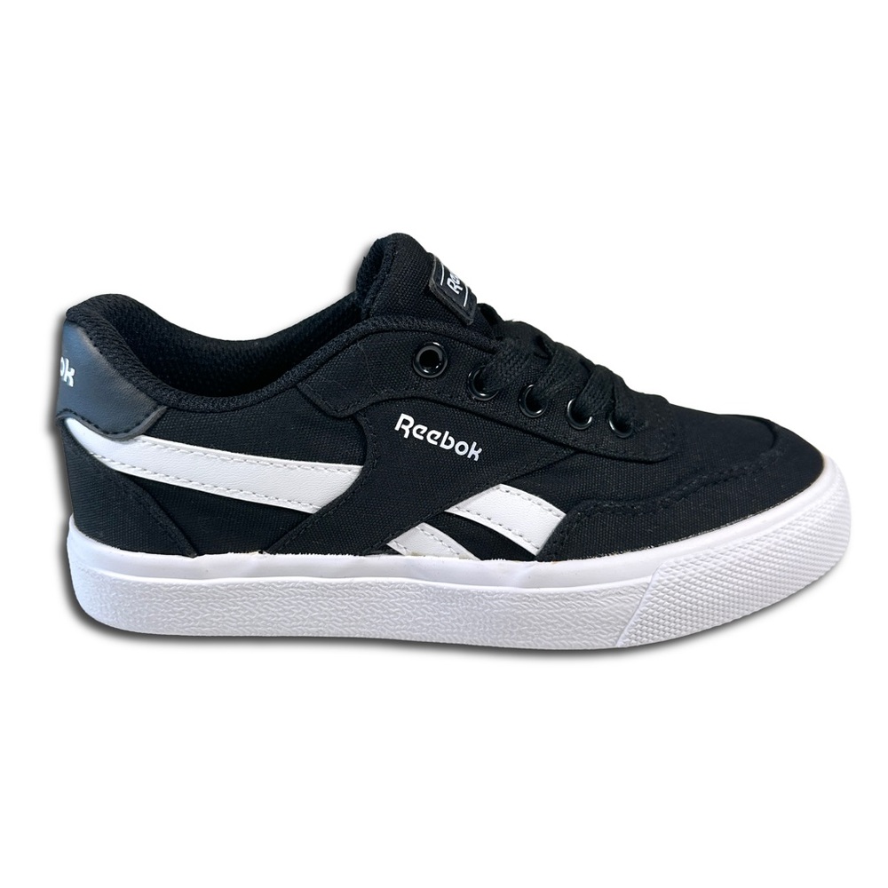 Reebok Little Boys Tech Canvas Sneakers Black White Size 1Y New No Box
